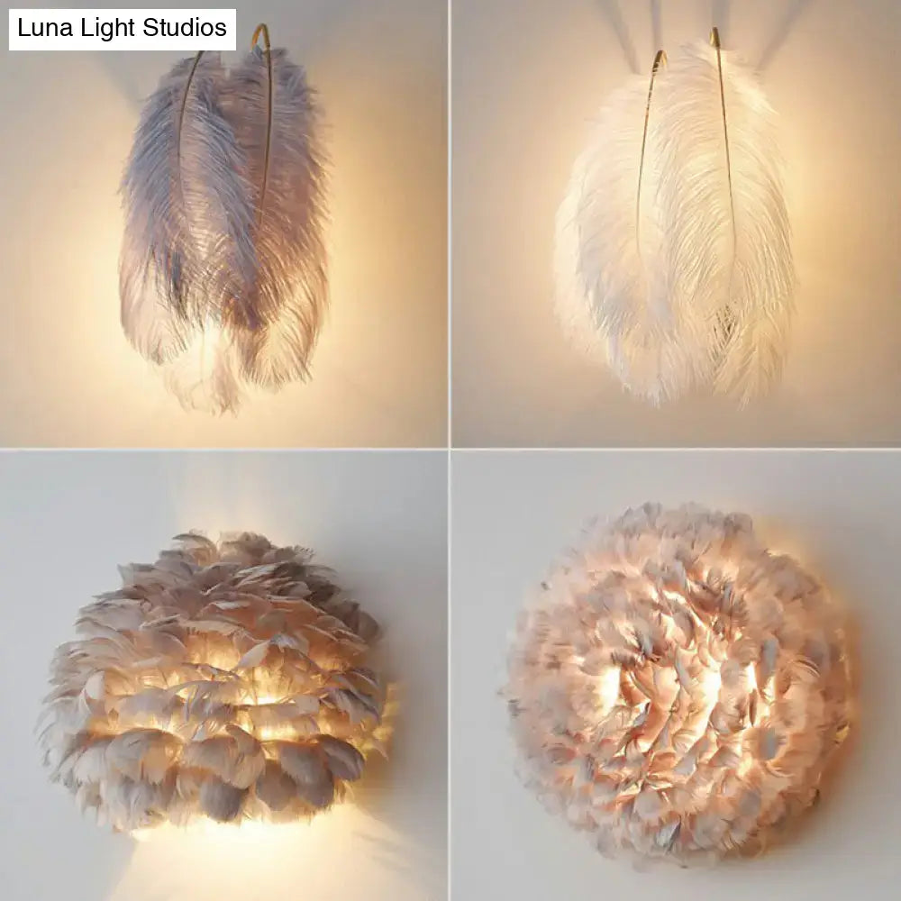 White Feather Bedroom Sconce with two hanging sconces and two feather lamps Decorbites on Tampa Home & Garden Store