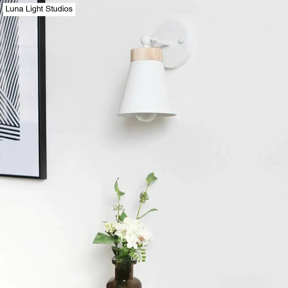 Modern White Bedside Sconce With Wood Accent