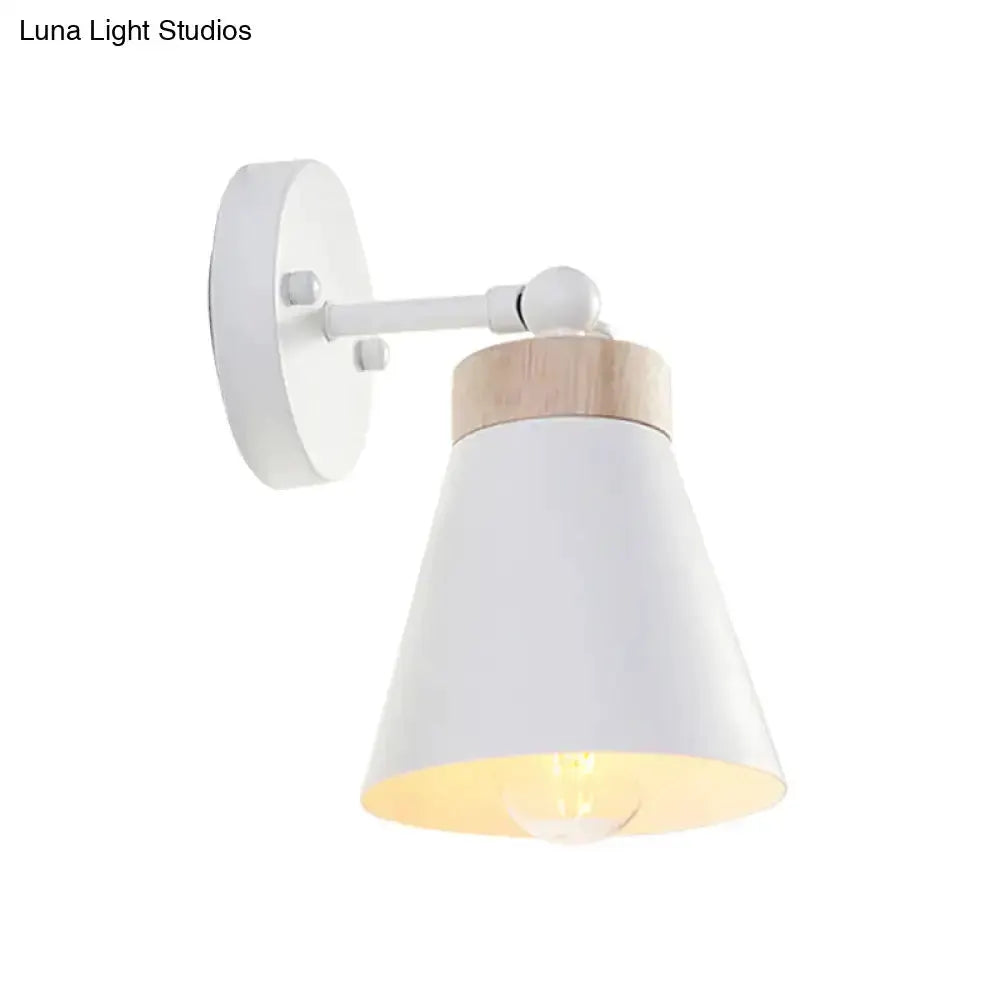 Modern White Bedside Sconce With Wood Accent