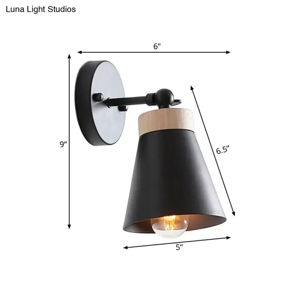Modern White Bedside Sconce With Wood Accent