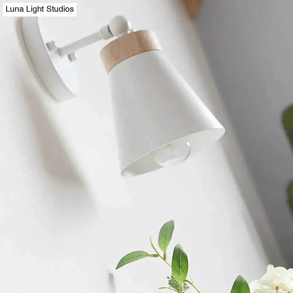 Modern White Bedside Sconce With Wood Accent