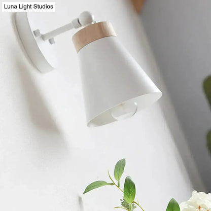 Modern White Bedside Sconce With Wood Accent