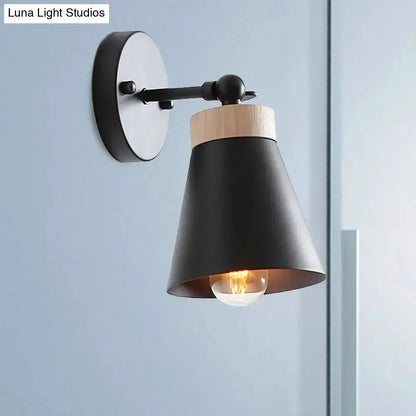 Modern White Bedside Sconce With Wood Accent