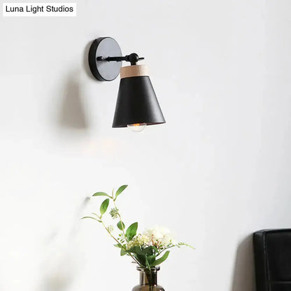 Modern White Bedside Sconce With Wood Accent