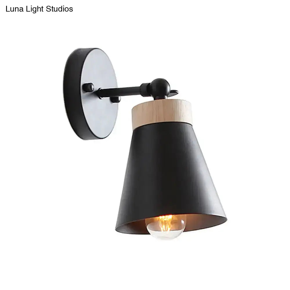Modern White Bedside Sconce With Wood Accent