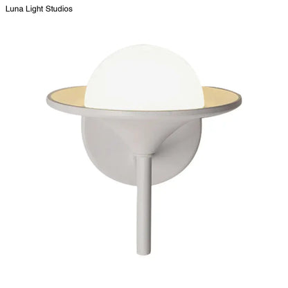 White Flared Glass Sconce with round glass shade and metal wall mount Decorbites on Tampa Home & Garden Store