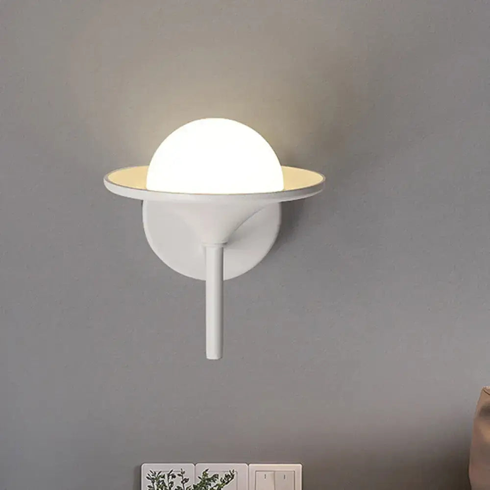 White flared glass sconce by Decorbites with round globe and wall mount on Tampa Home & Garden Store