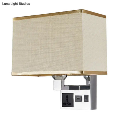 White flaxen USB sconce with brass trim and chrome mount by Decorbites on Tampa Home & Garden Store