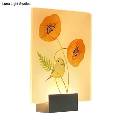 Modern White Flower Bird Wall Lamp for Bedroom