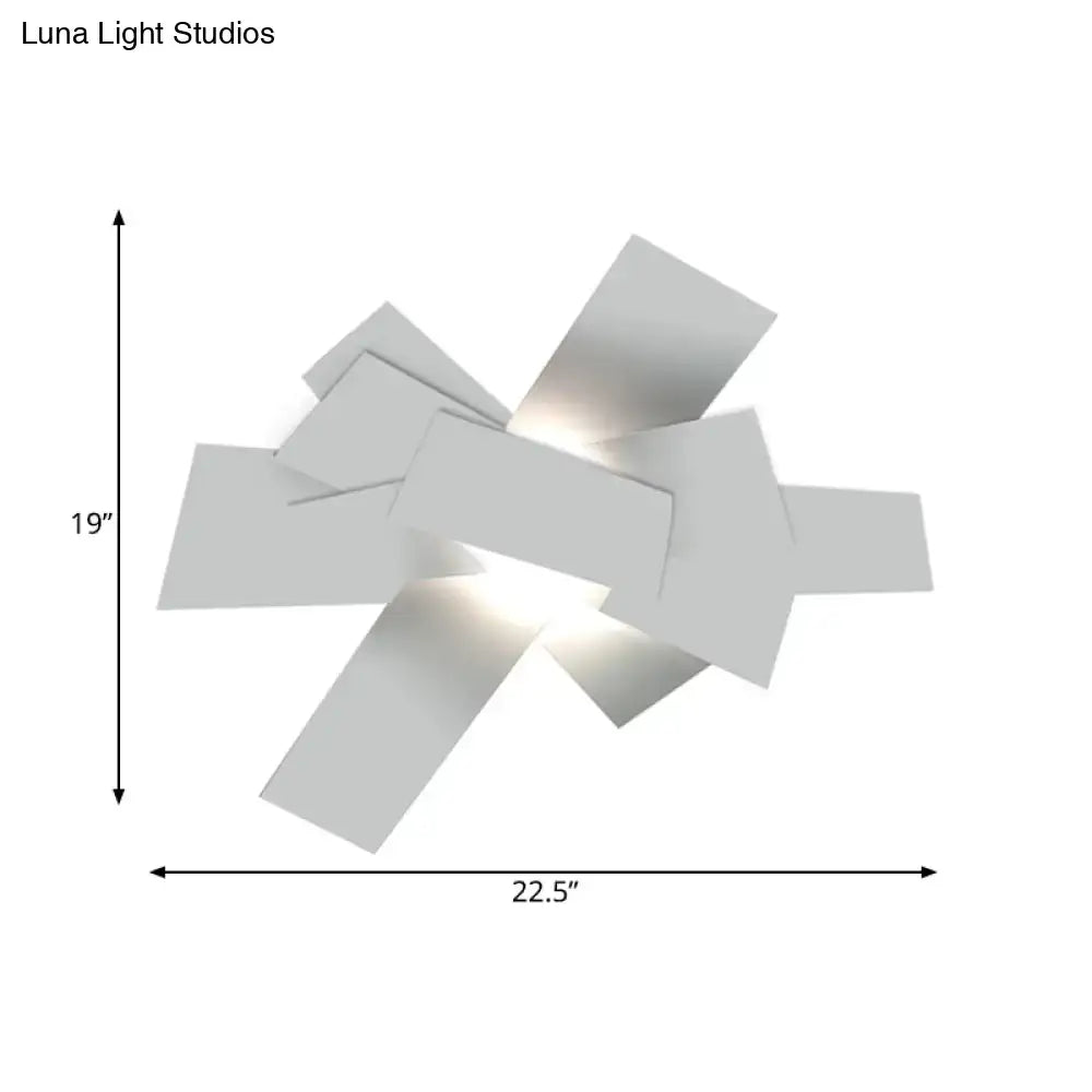 White Geometric Ceiling Light by Decorbites with interlocking panels, 22.5 in wide on Tampa Home & Garden Store