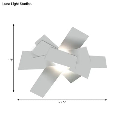 White Geometric Ceiling Light by Decorbites with interlocking panels, 22.5 in wide on Tampa Home & Garden Store
