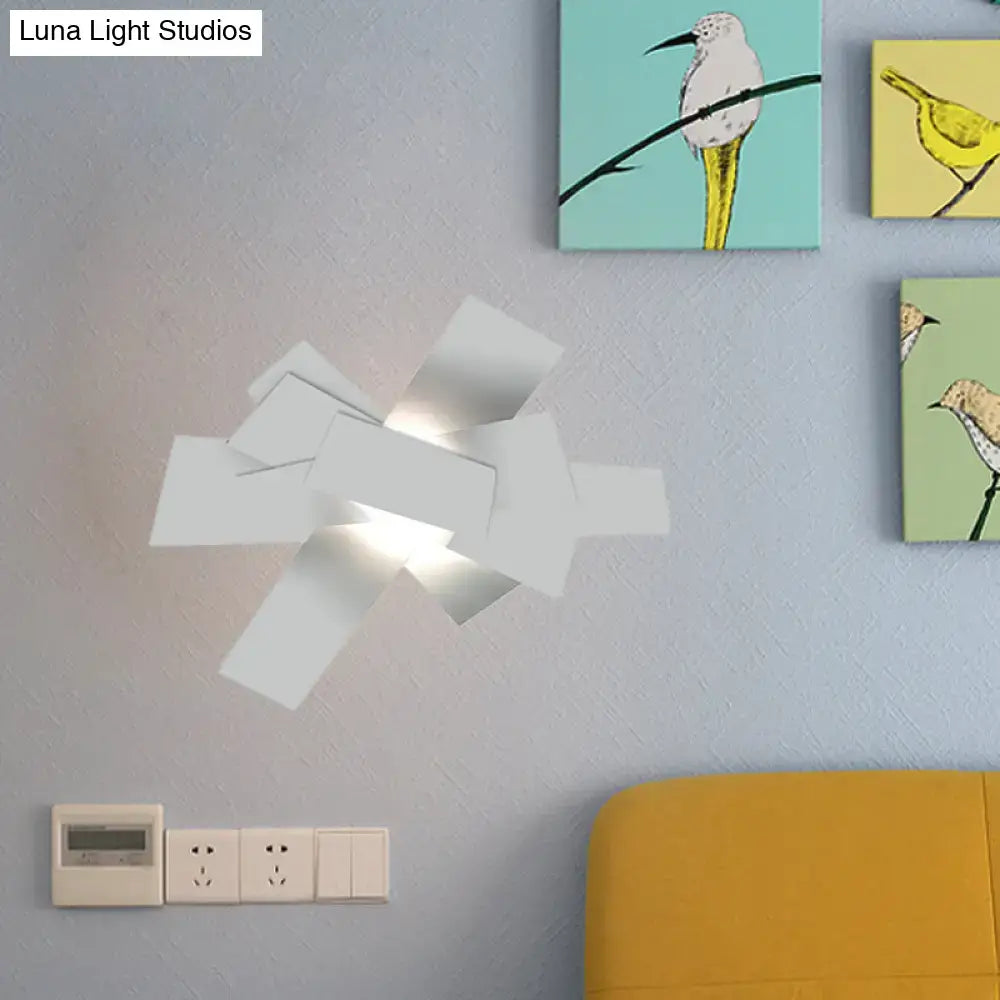 White Geometric Ceiling Light by Decorbites, white panel chandelier with overlapping rectangles on Tampa Home & Garden Store