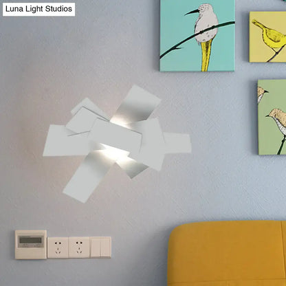 White Geometric Ceiling Light by Decorbites, white panel chandelier with overlapping rectangles on Tampa Home & Garden Store
