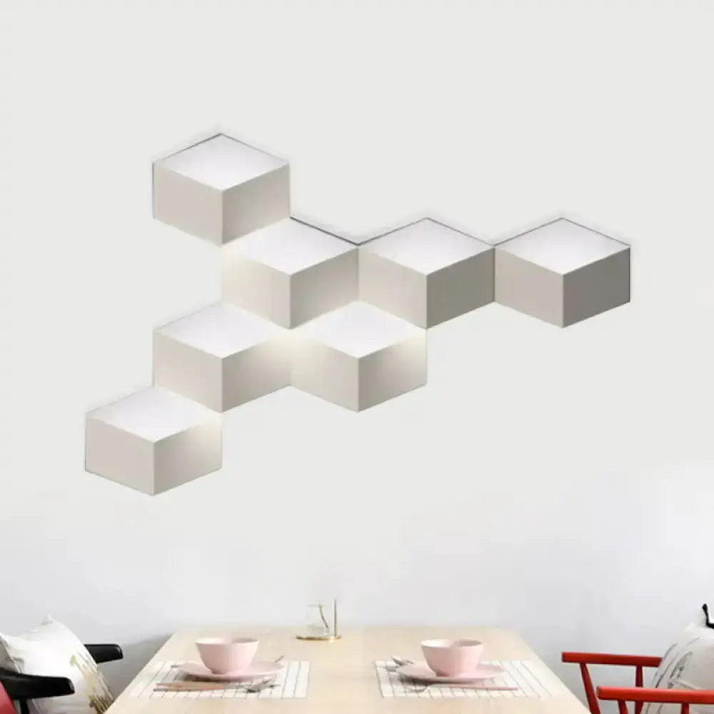 Modern white geometric wall lamp with cube block design Decorbites, wall-mounted light on Tampa Home & Garden Store