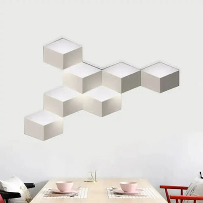 Modern white geometric wall lamp with cube block design Decorbites, wall-mounted light on Tampa Home & Garden Store