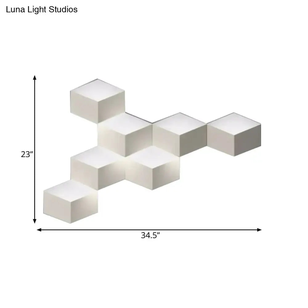 Decorbites modern white geometric wall lamp with cube modules 34.5in x 23in living room fixture on Tampa Home & Garden Store