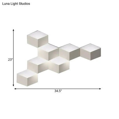 Decorbites modern white geometric wall lamp with cube modules 34.5in x 23in living room fixture on Tampa Home & Garden Store