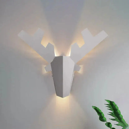 Wall lamp reindeer sconce in white geometric design with angular antlers Decorbites on Tampa Home & Garden Store