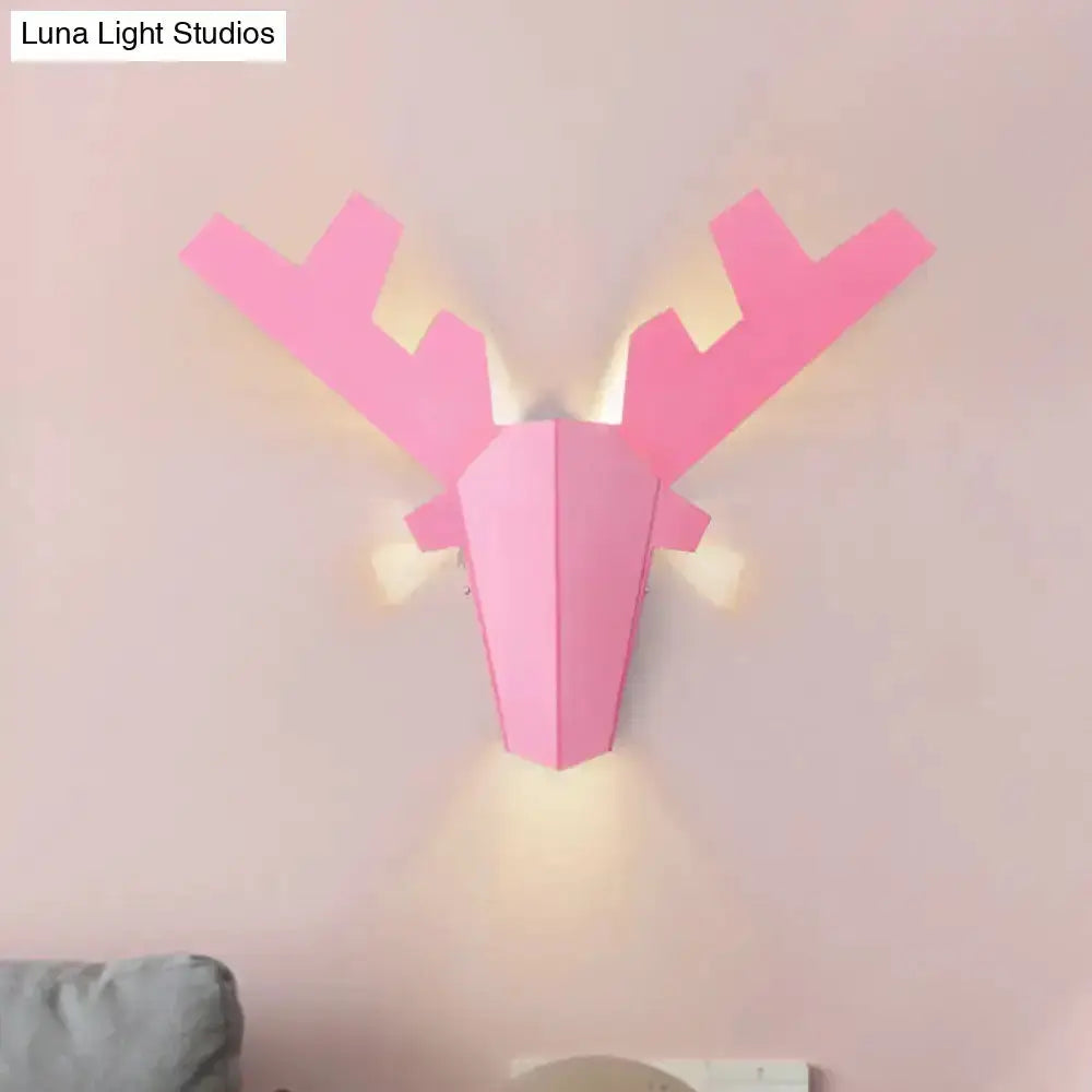 Pink geometric reindeer wall lamp sconce by Decorbites, modern bedroom light on Tampa Home & Garden Store