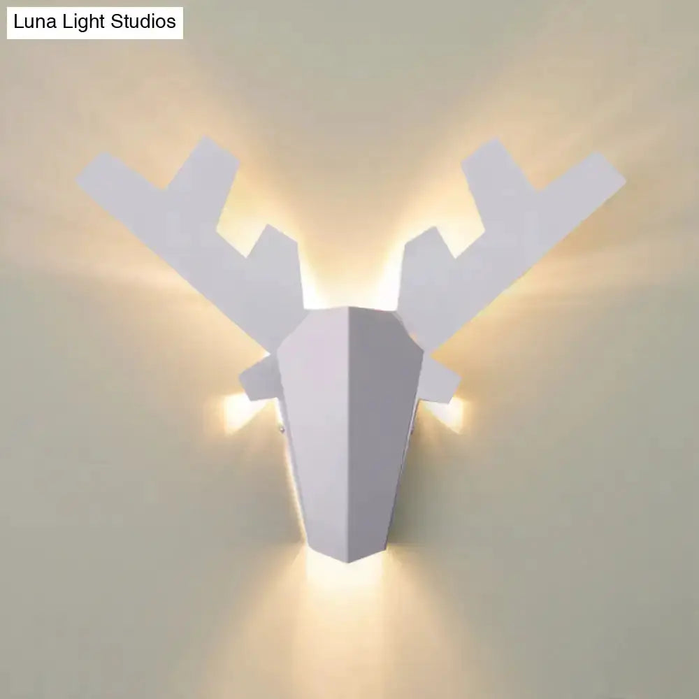 Modern white geometric reindeer wall lamp sconce by Decorbites for bedroom lighting on Tampa Home & Garden Store
