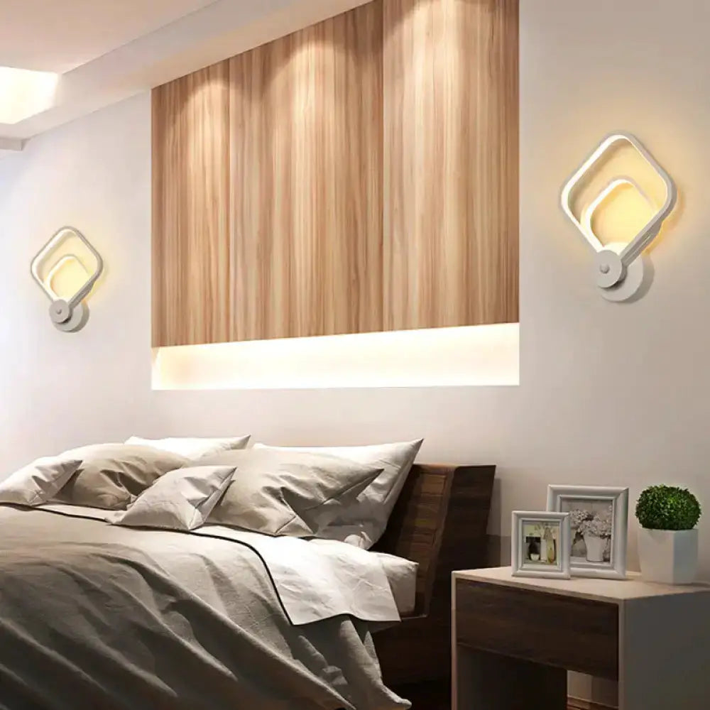 White Geometric Wall Lamp for Stairway Warm Light