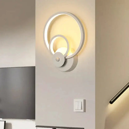 White Geometric Wall Lamp for Stairway Warm Light