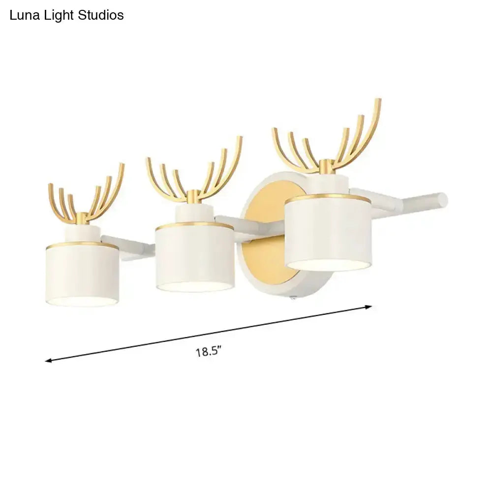 Antler wall light fixture, white and gold, 3-light LED bathroom vanity by Decorbites on Tampa Home & Garden Store