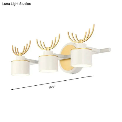 Antler wall light fixture, white and gold, 3-light LED bathroom vanity by Decorbites on Tampa Home & Garden Store