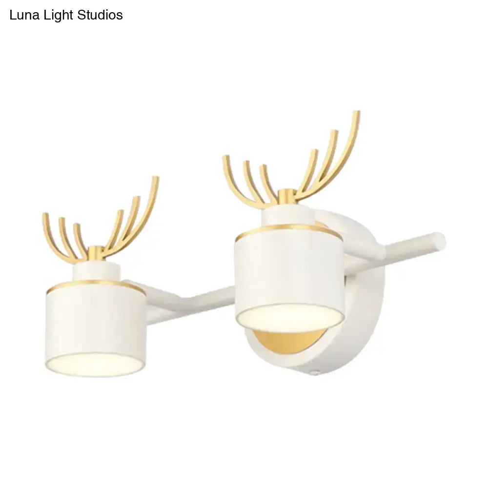 2-light white and gold antler wall light fixture for bathroom vanity with LED by Decorbites on Tampa Home & Garden Store