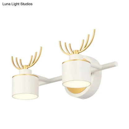 2-light white and gold antler wall light fixture for bathroom vanity with LED by Decorbites on Tampa Home & Garden Store