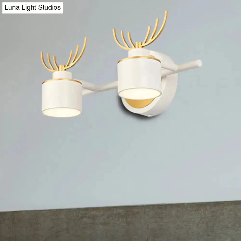 Antler wall light fixture in white and gold, dual LED bathroom vanity lamps by Decorbites on Tampa Home & Garden Store