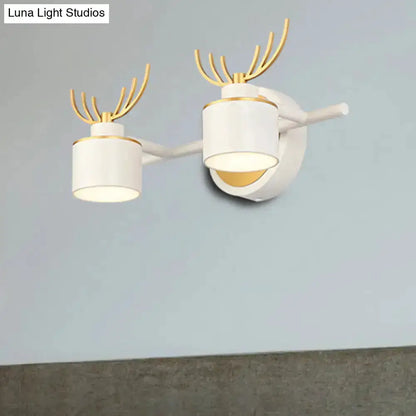 Antler wall light fixture in white and gold, dual LED bathroom vanity lamps by Decorbites on Tampa Home & Garden Store