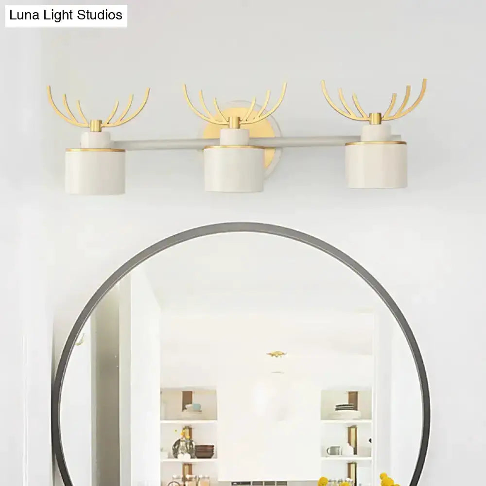 Three-light white and gold antler wall light fixture for bathroom vanity LED Decorbites on Tampa Home & Garden Store