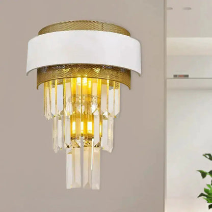 Modern White Gold Crystal Wall Sconce Bedroom
