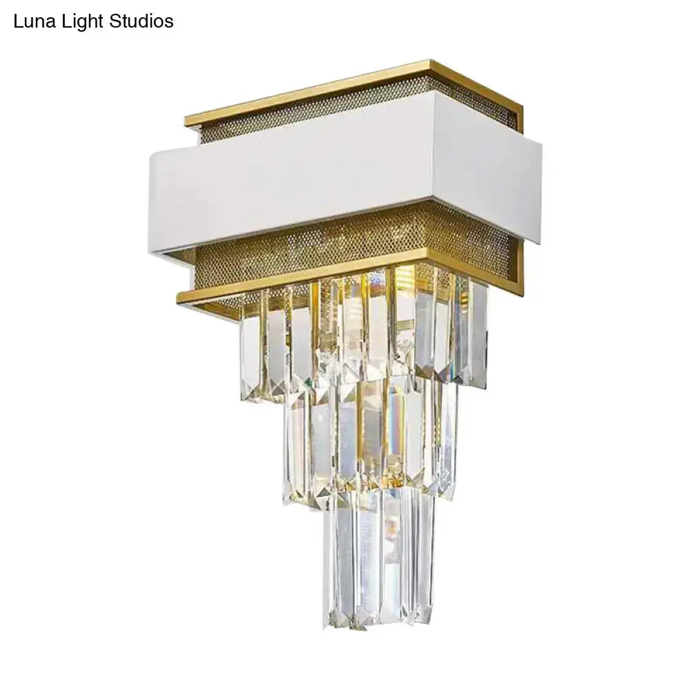 Modern White Gold Crystal Wall Sconce Bedroom