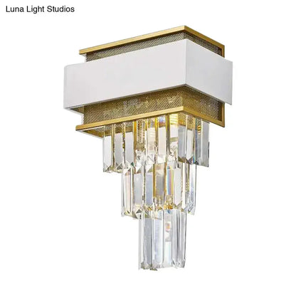 Modern White Gold Crystal Wall Sconce Bedroom