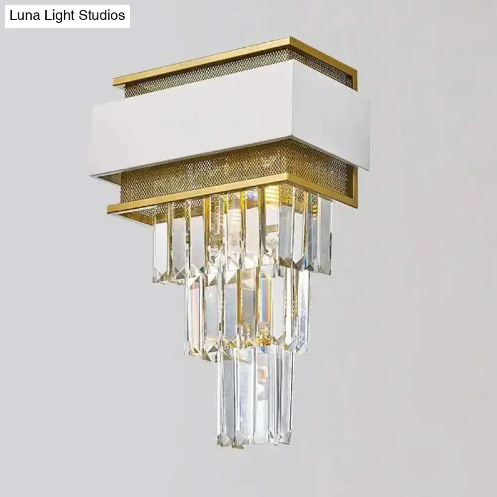 Modern White Gold Crystal Wall Sconce Bedroom