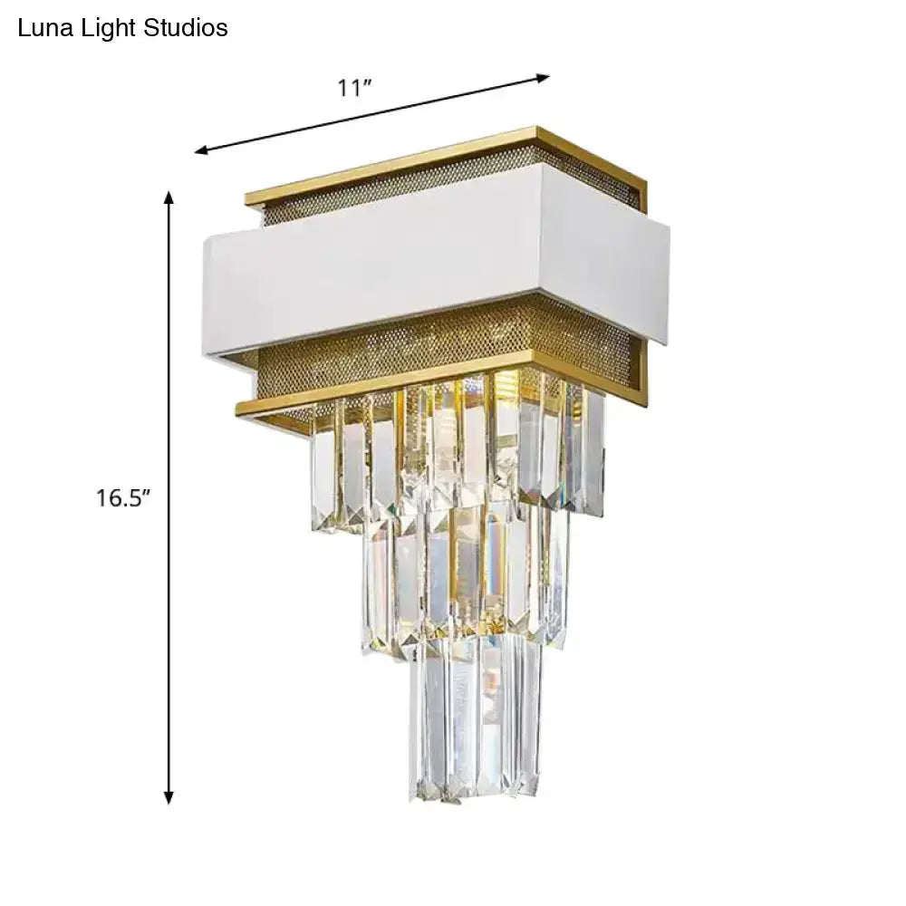 Modern White Gold Crystal Wall Sconce Bedroom