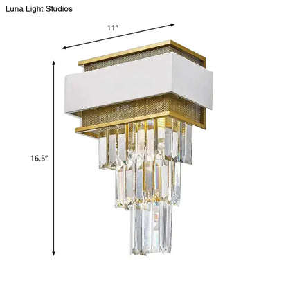 Modern White Gold Crystal Wall Sconce Bedroom
