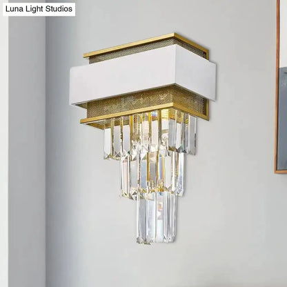 Modern White Gold Crystal Wall Sconce Bedroom