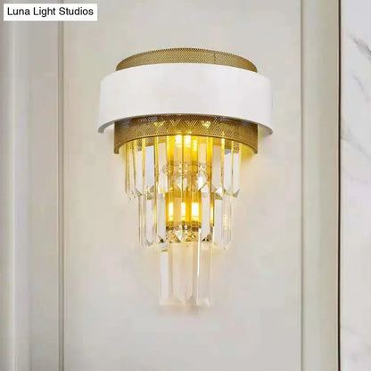 Modern White Gold Crystal Wall Sconce Bedroom