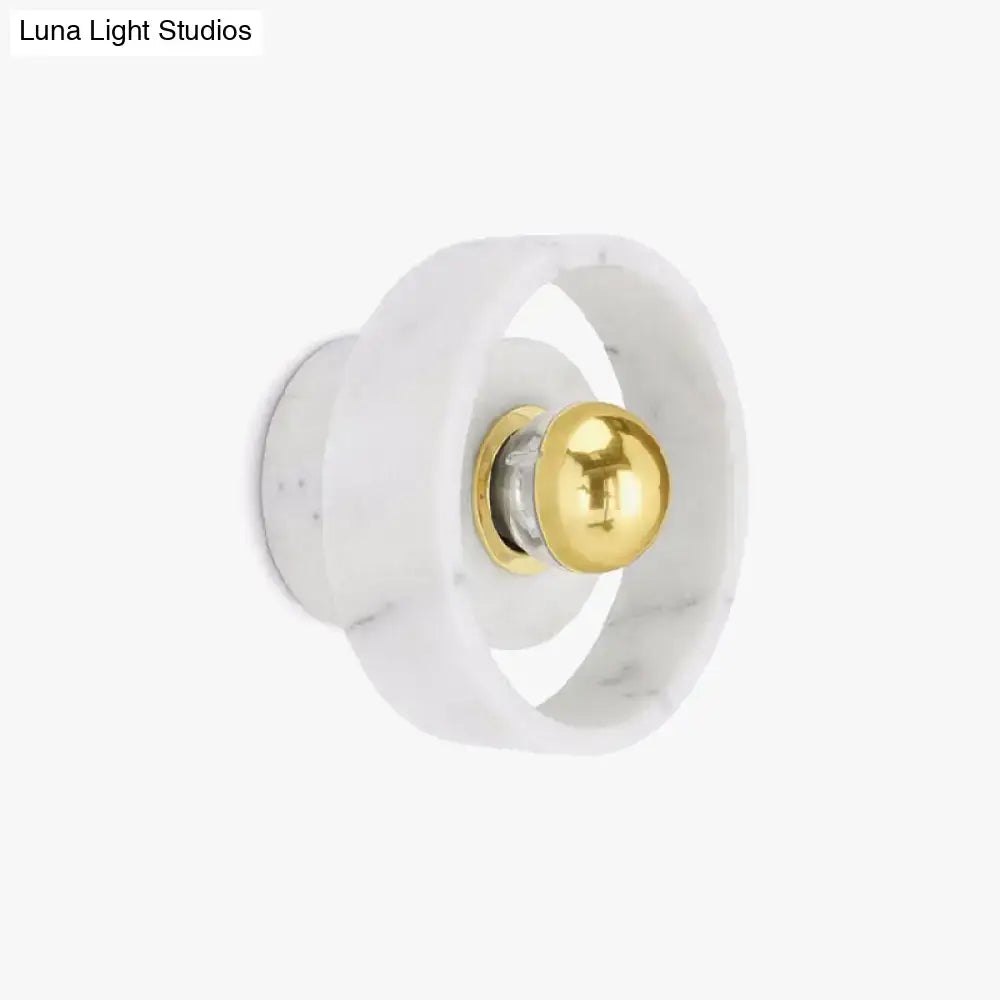 White Gold Wall Sconce featuring marble white ring and gold knob by Decorbites on Tampa Home & Garden Store