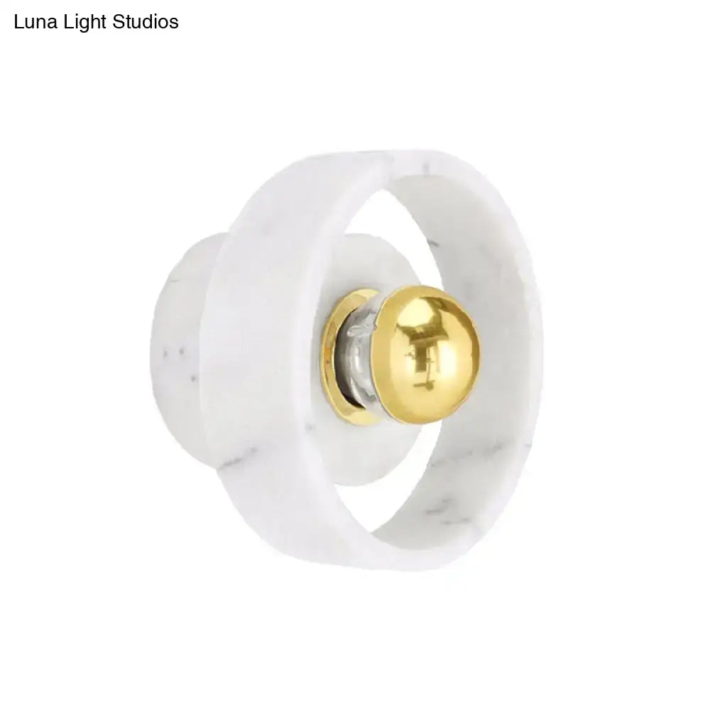 White Gold Wall Sconce with marble ring and gold socket Decorbites on Tampa Home & Garden Store