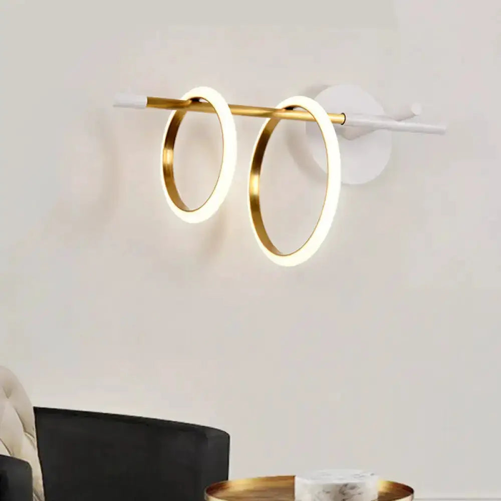 Modern White and Gold Ring Light for Living Room