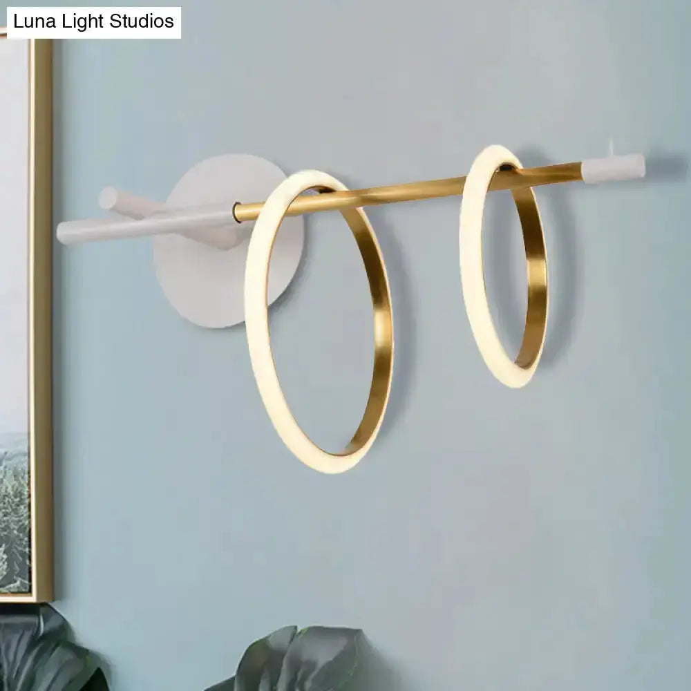 Modern White and Gold Ring Light for Living Room