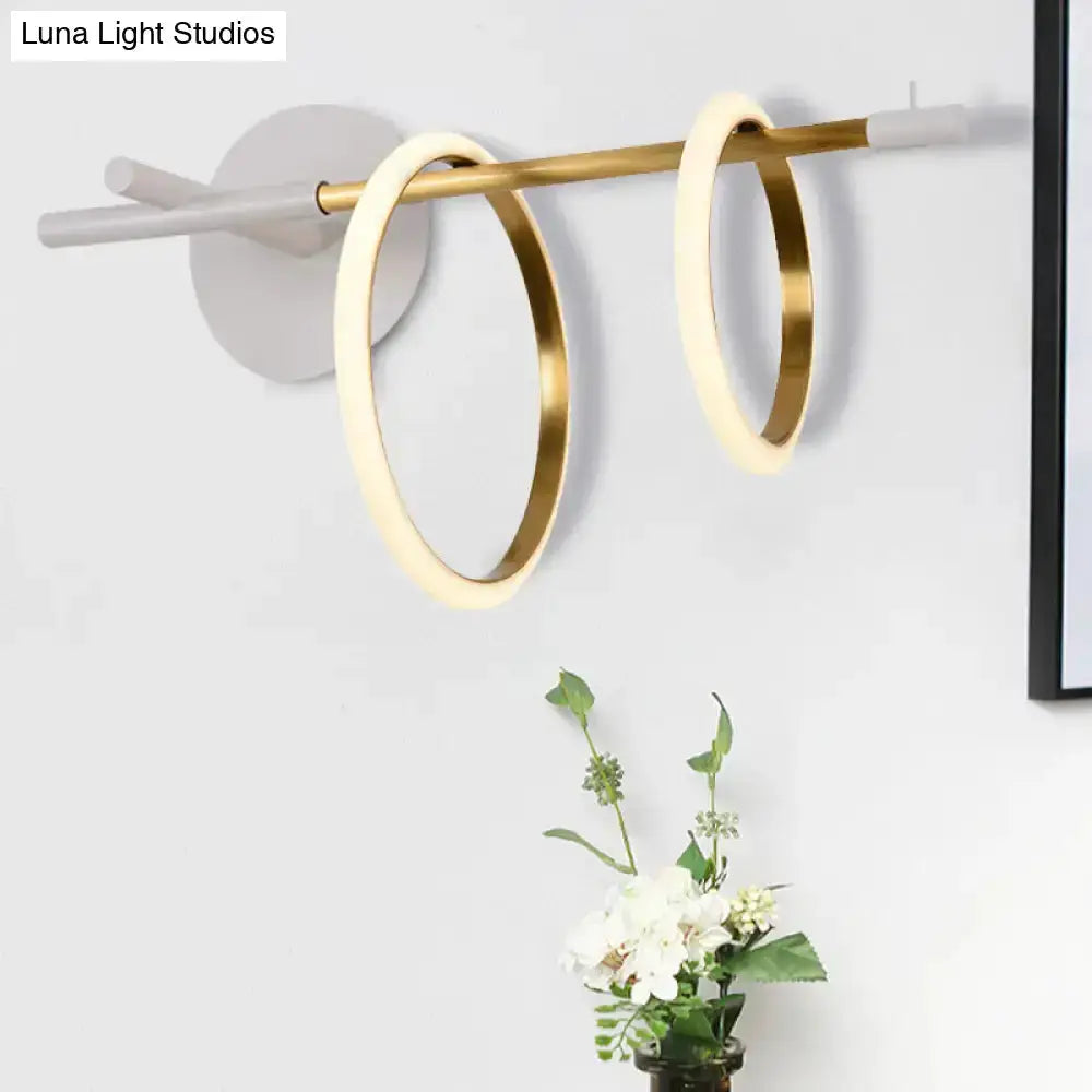 Modern White and Gold Ring Light for Living Room