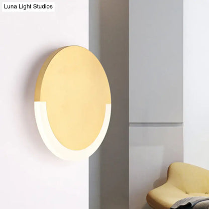 White and Gold Round Acrylic LED Wall Sconce for Bedroom - Warm/White Light