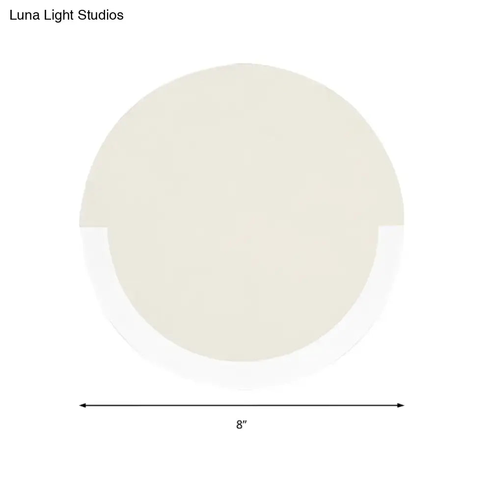 White and Gold Round Acrylic LED Wall Sconce for Bedroom - Warm/White Light