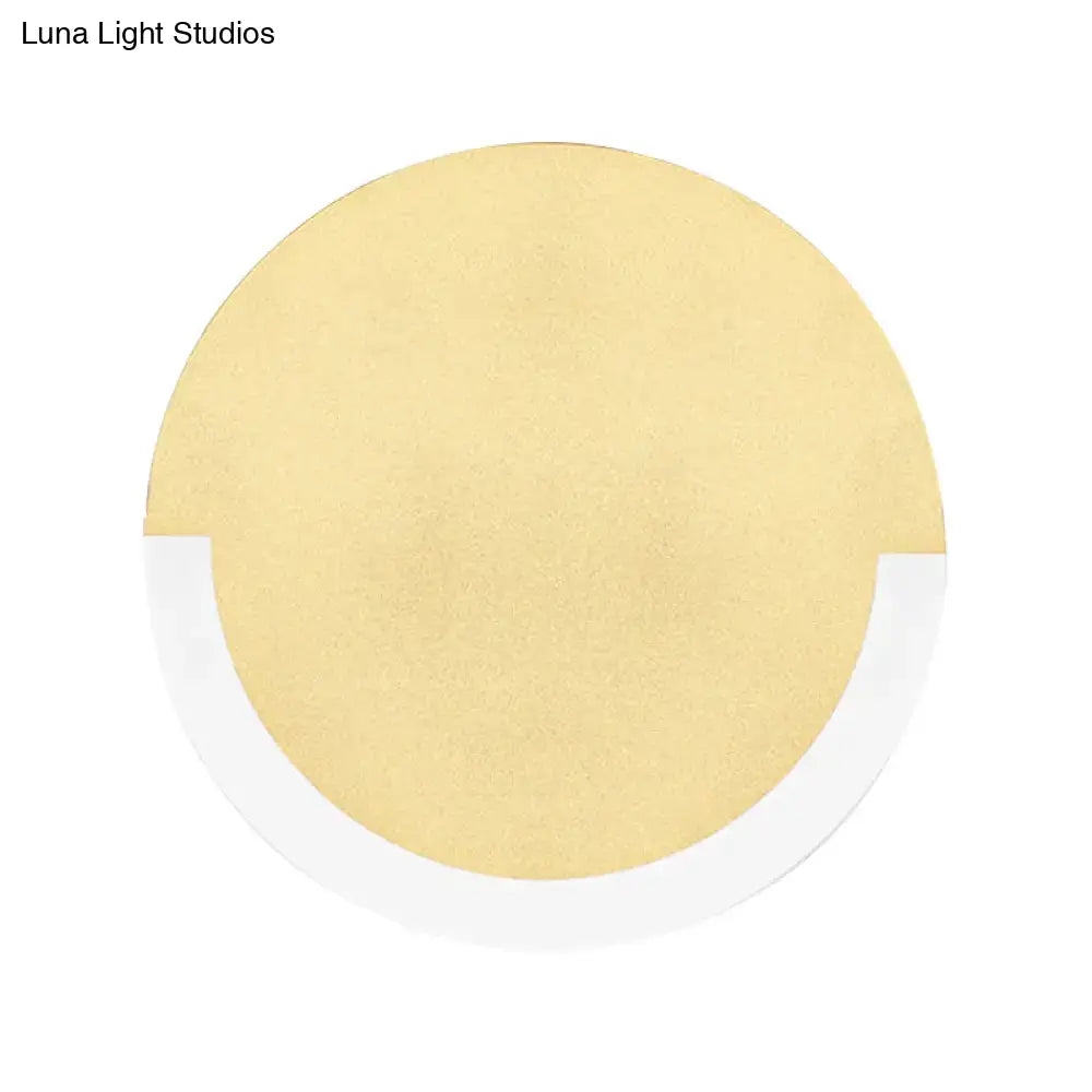 White and Gold Round Acrylic LED Wall Sconce for Bedroom - Warm/White Light