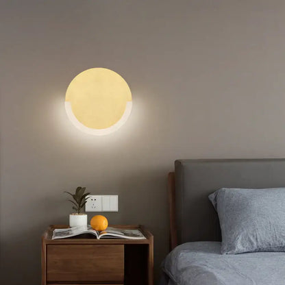 White and Gold Round Acrylic LED Wall Sconce for Bedroom - Warm/White Light